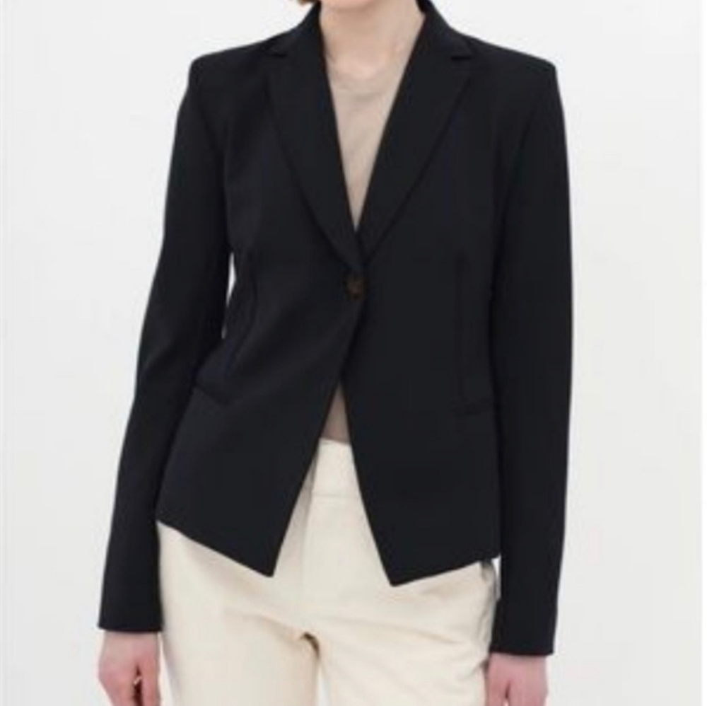 The ROW Black Silk Blend Textured Jacket Cropped Fitted Embossed Blazer